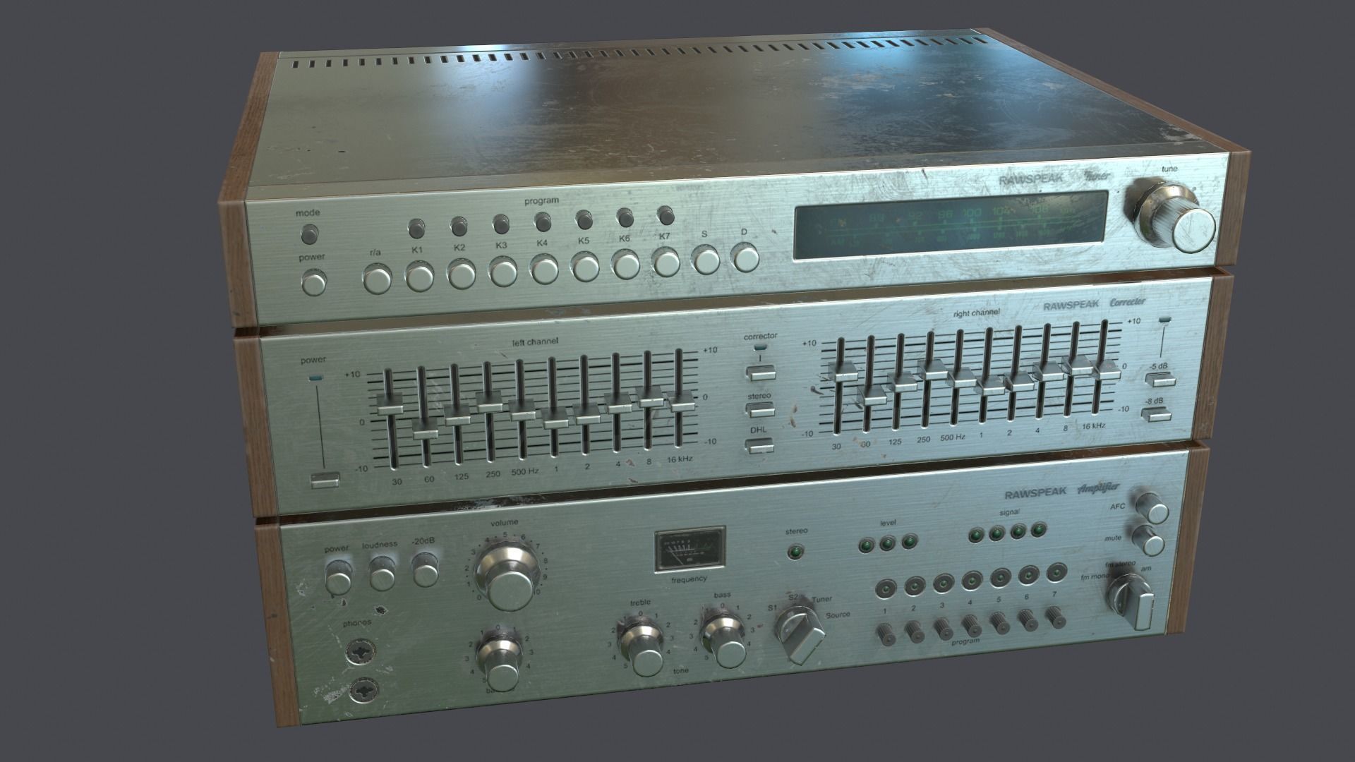 Audio HIFI amplifier tuner corrector Low-poly 3D model_6