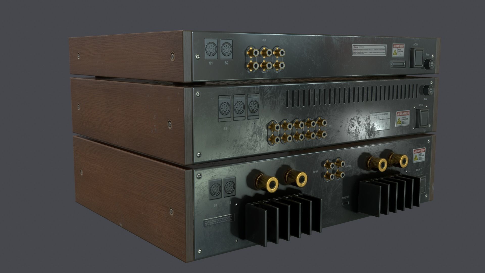 Audio HIFI amplifier tuner corrector Low-poly 3D model_4