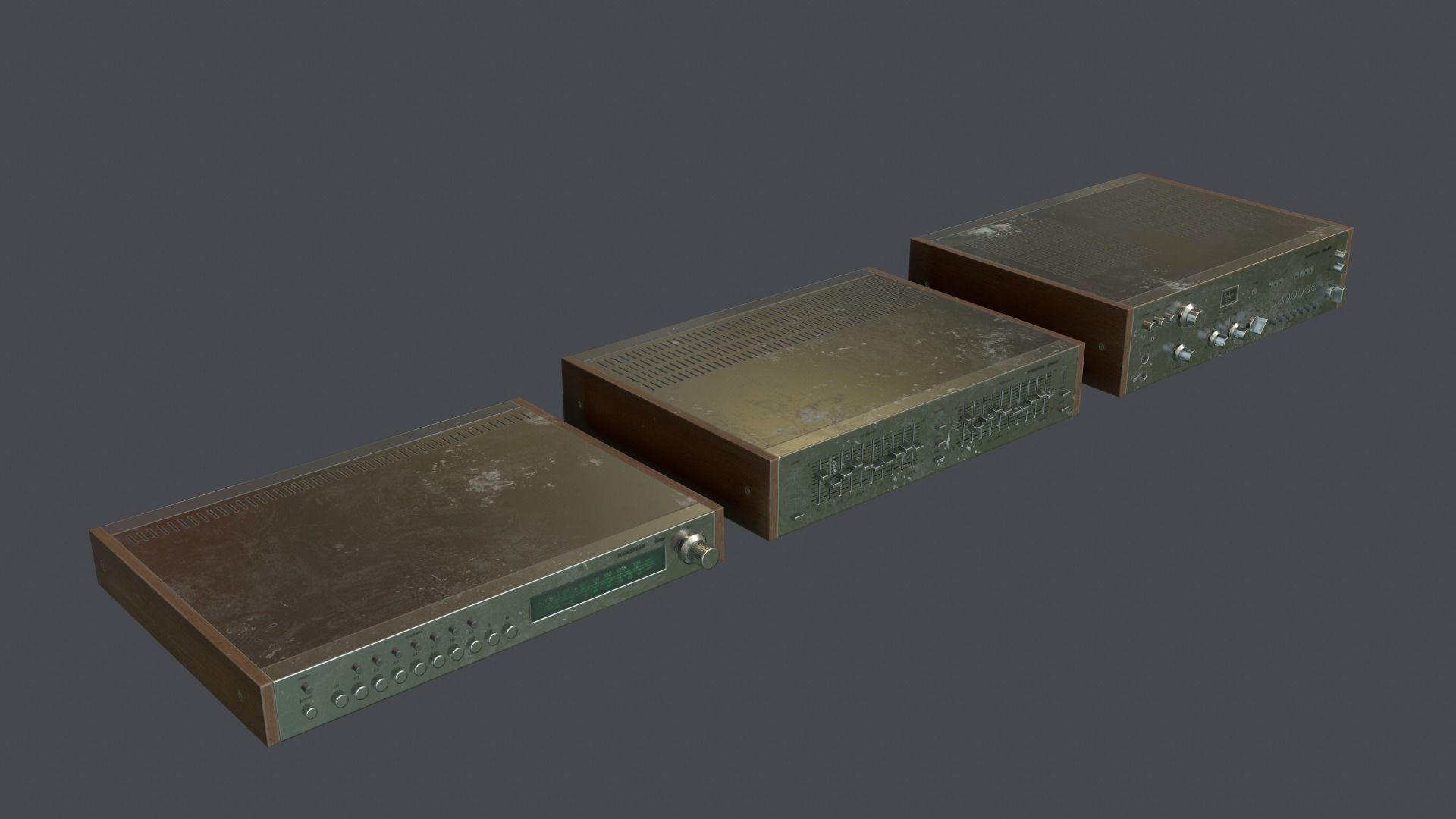 Audio HIFI amplifier tuner corrector Low-poly 3D model_10