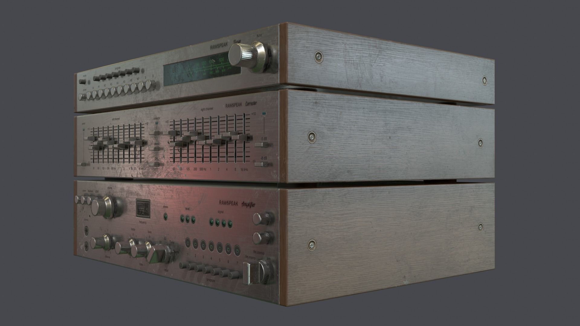 Audio HIFI amplifier tuner corrector Low-poly 3D model_3