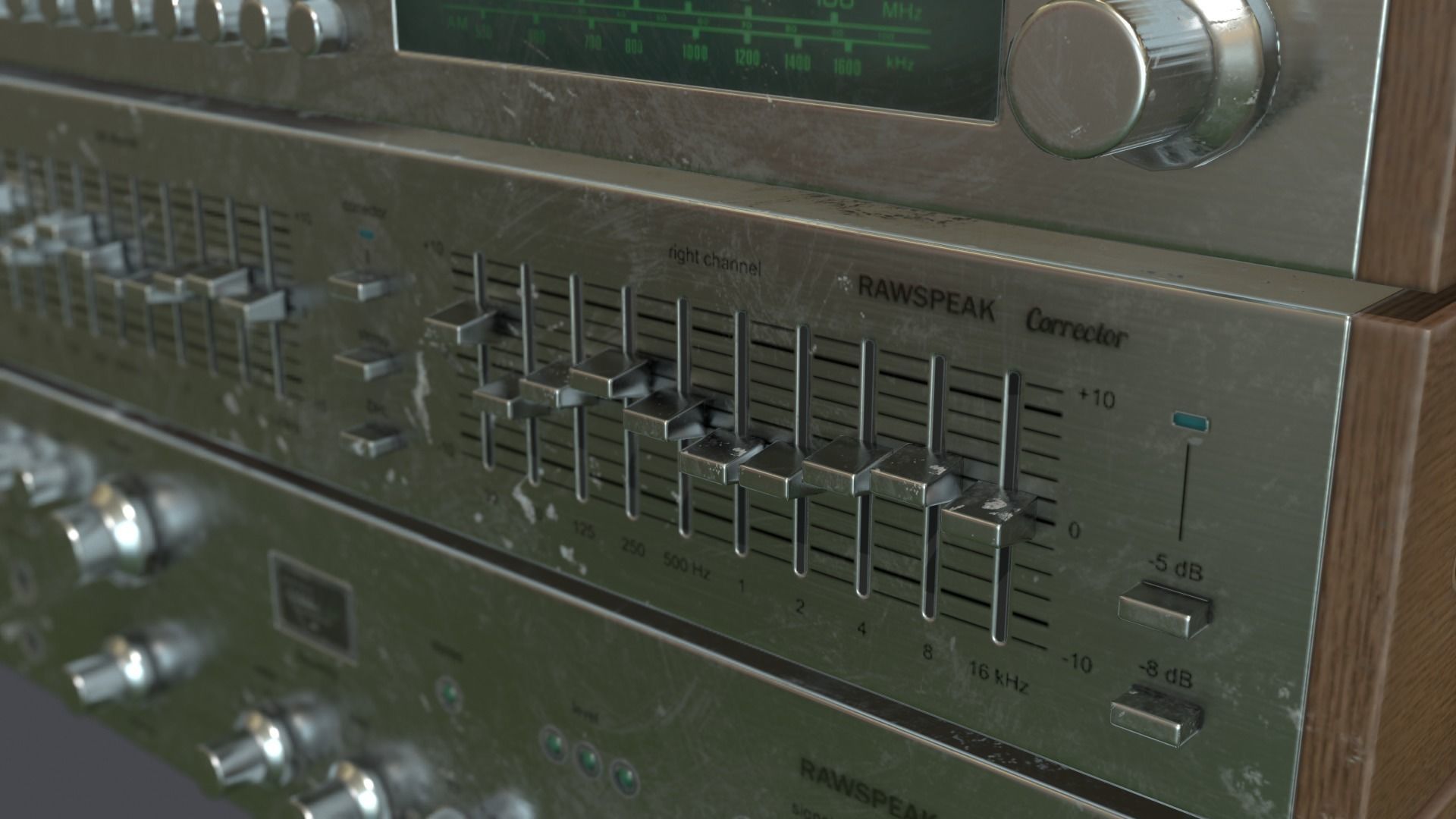 Audio HIFI amplifier tuner corrector Low-poly 3D model_7