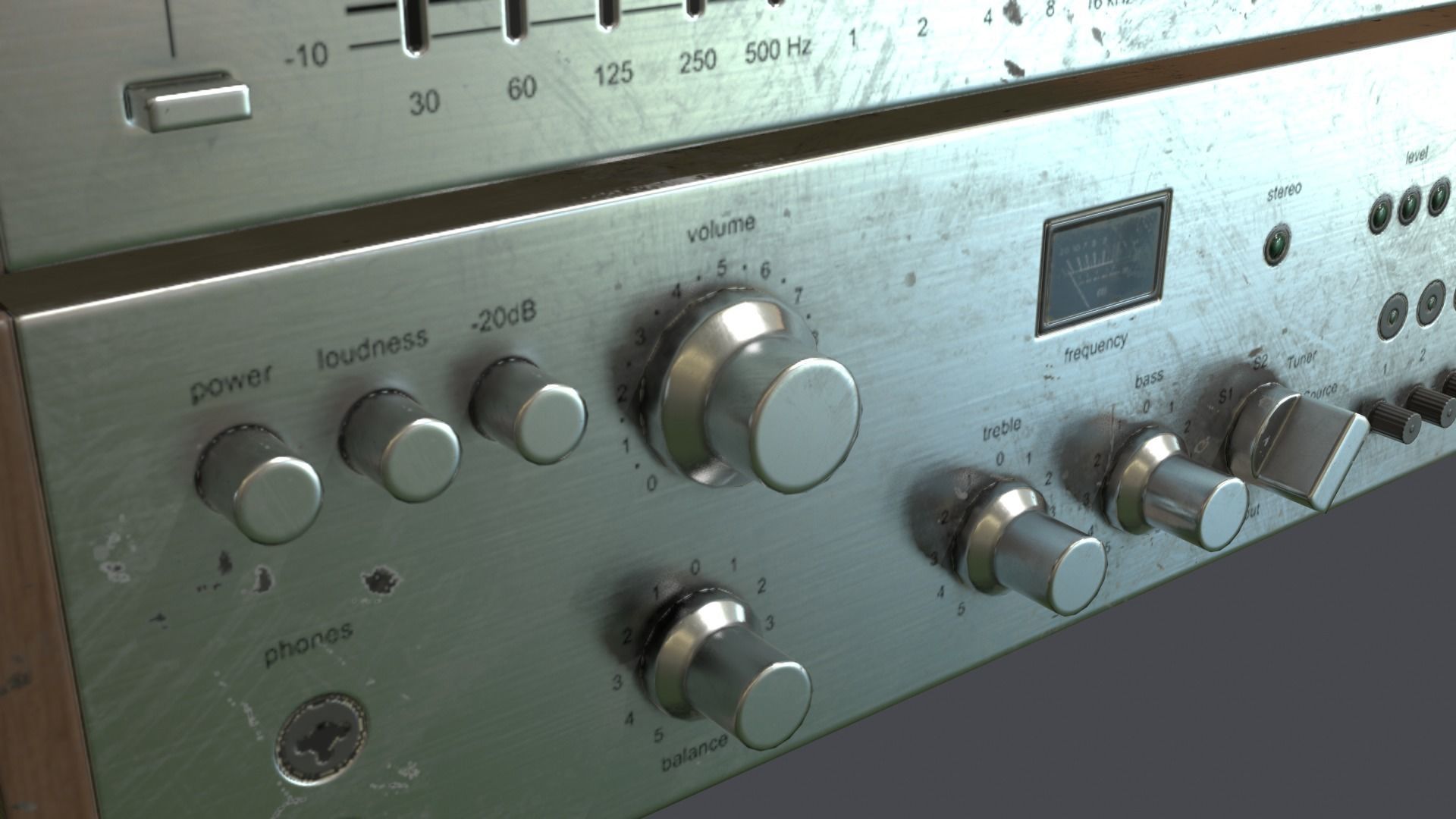 Audio HIFI amplifier tuner corrector Low-poly 3D model_8