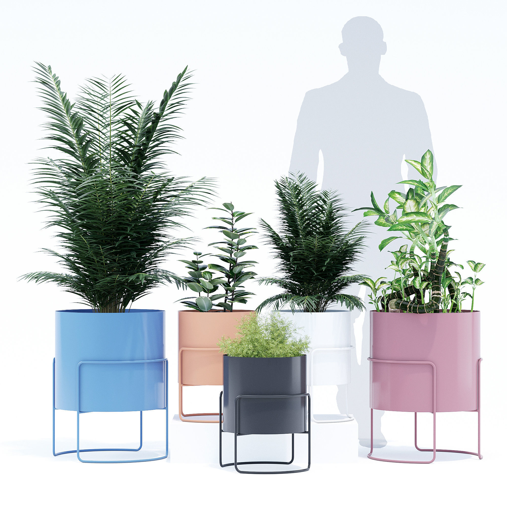 Chubby four planters 3D model_1