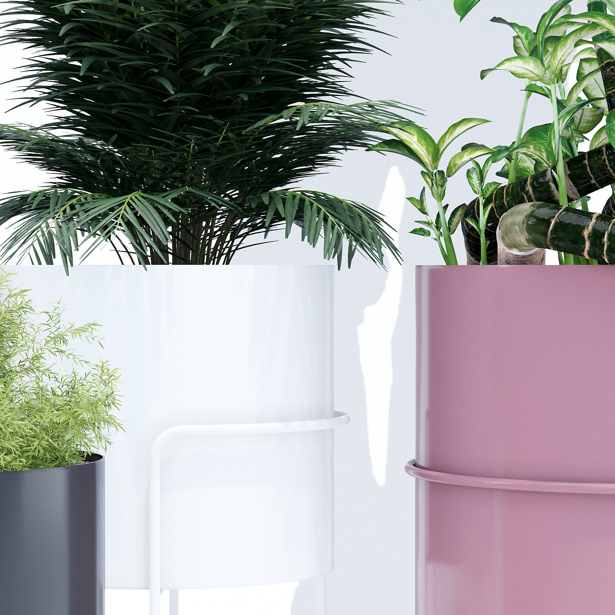 Chubby four planters 3D model_5