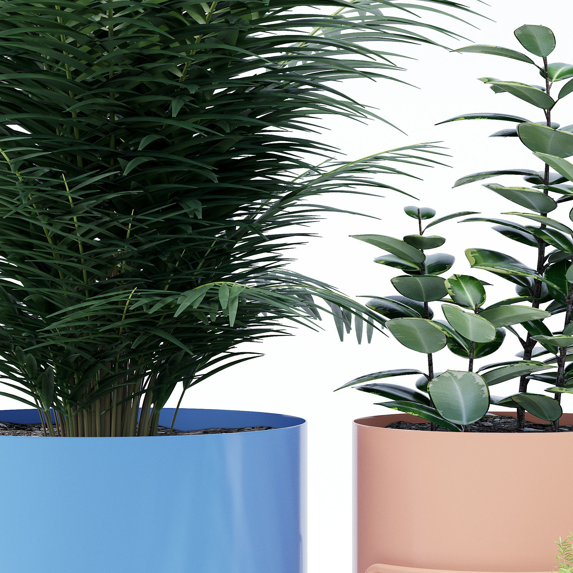 Chubby four planters 3D model_4