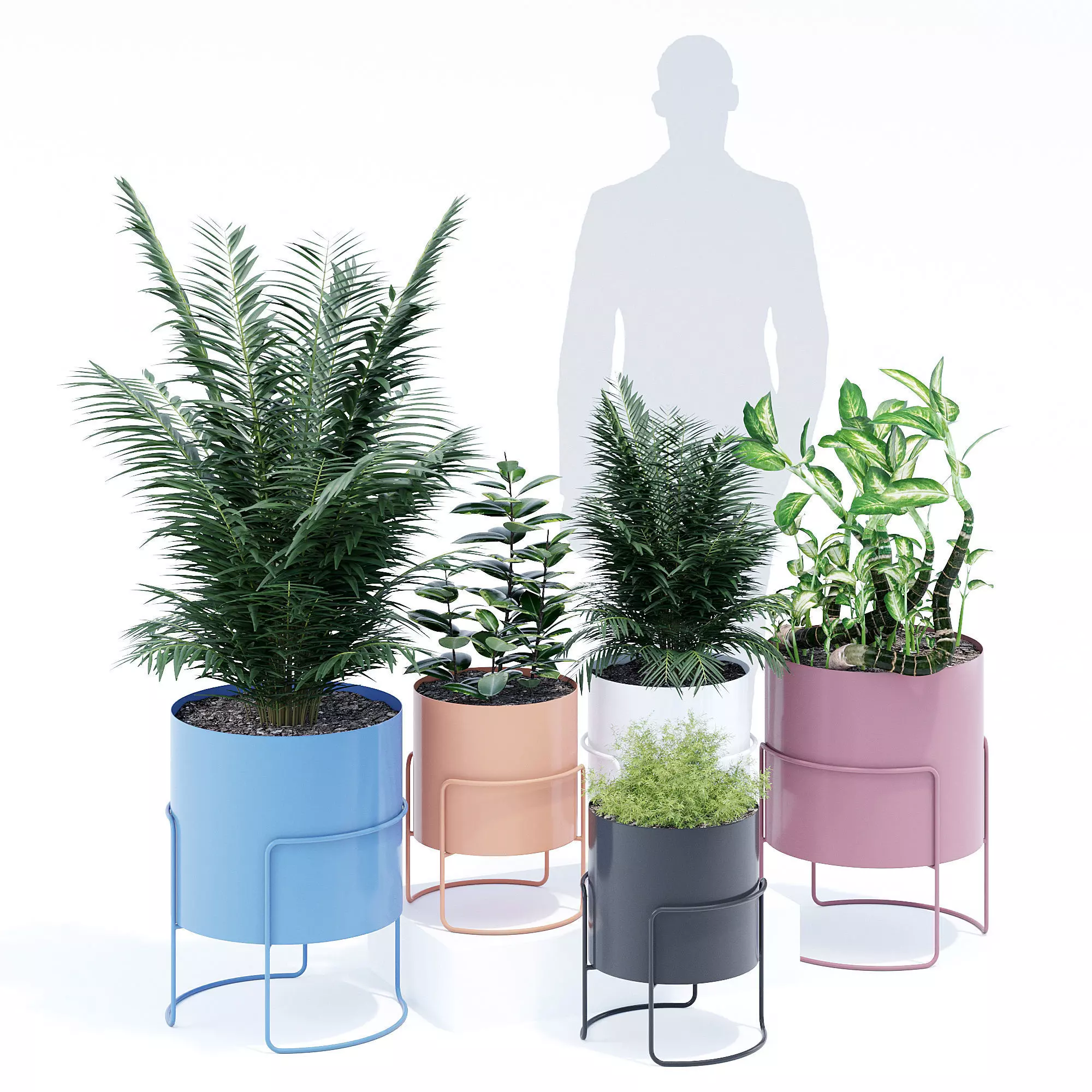 Chubby four planters 3D model_0