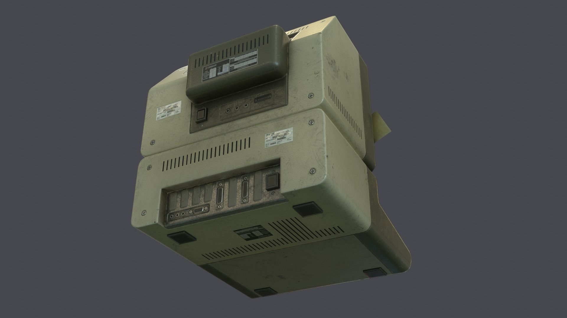 Computer retro Low-poly 3D model_5
