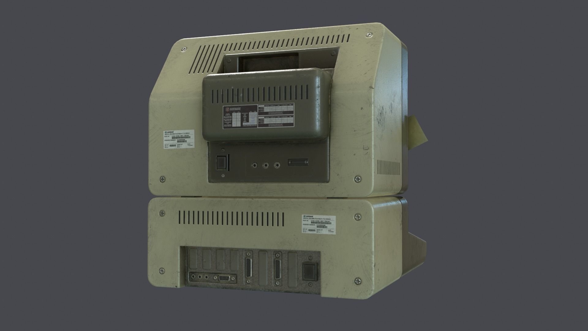 Computer retro Low-poly 3D model_4