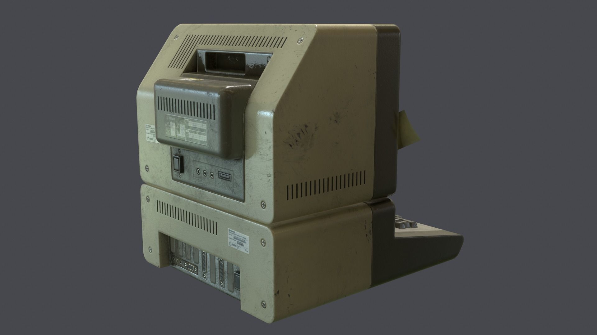 Computer retro Low-poly 3D model_6