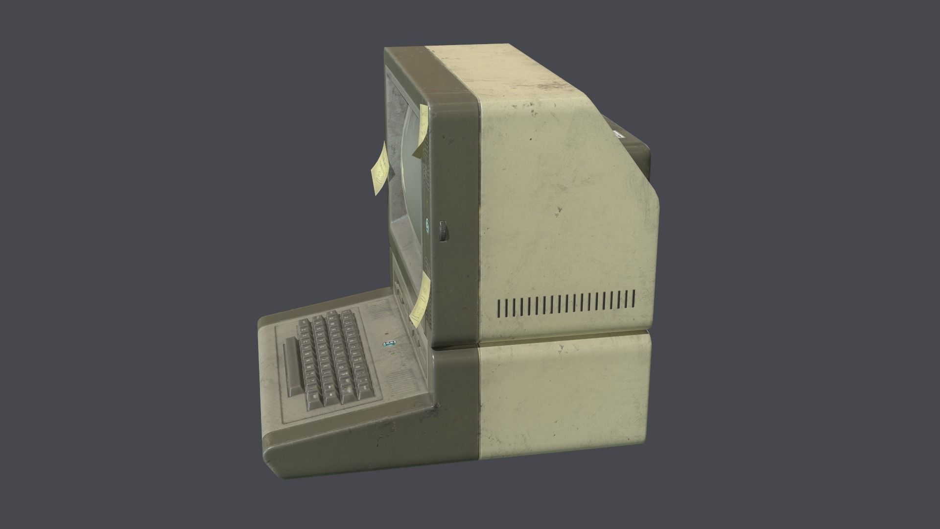Computer retro Low-poly 3D model_2