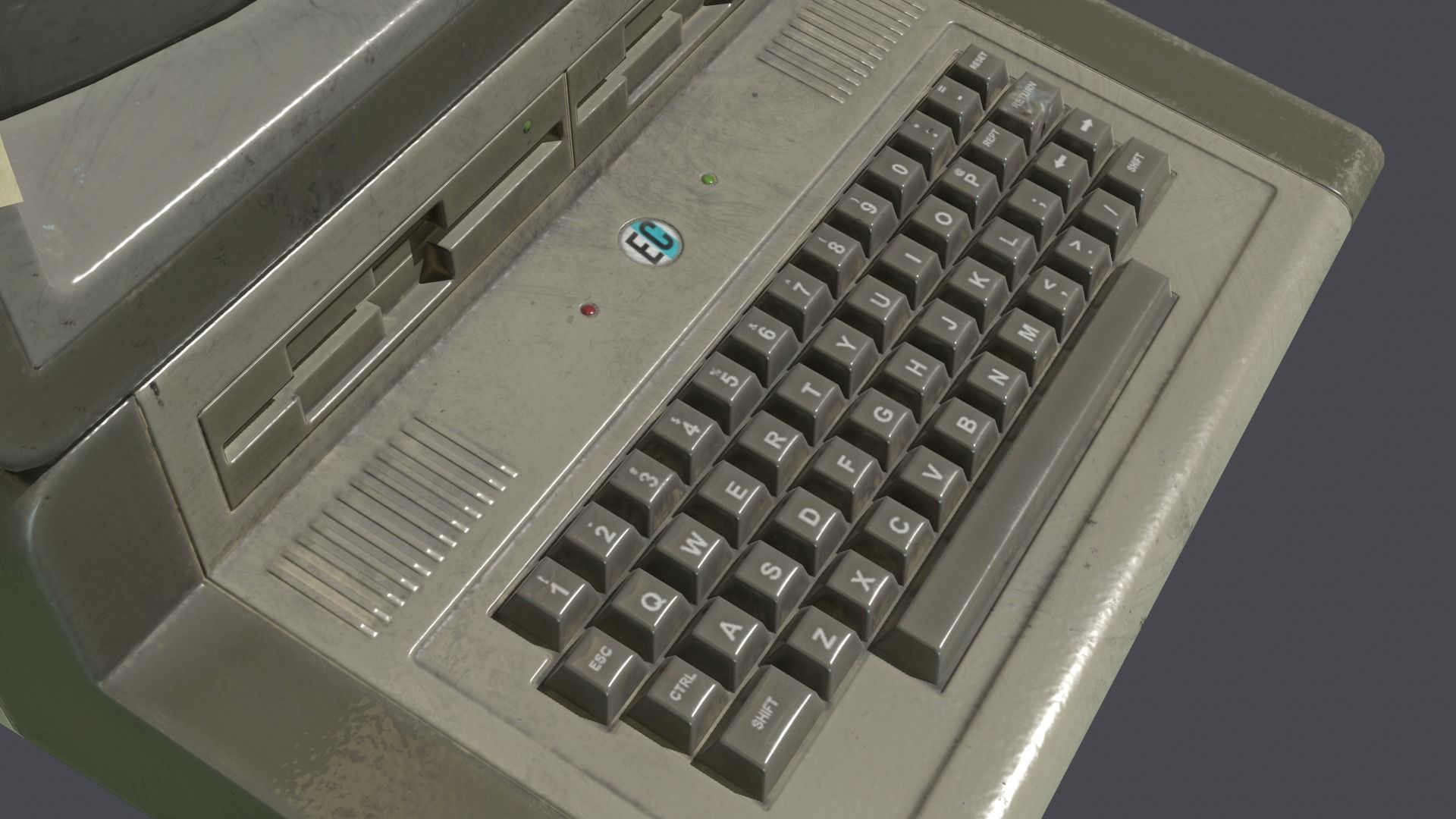 Computer retro Low-poly 3D model_8