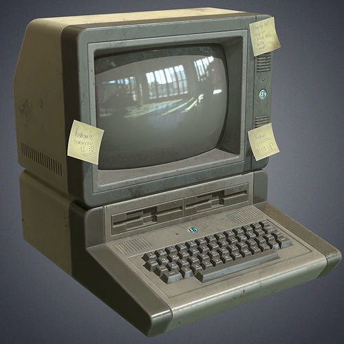 Computer retro Low-poly 3D model