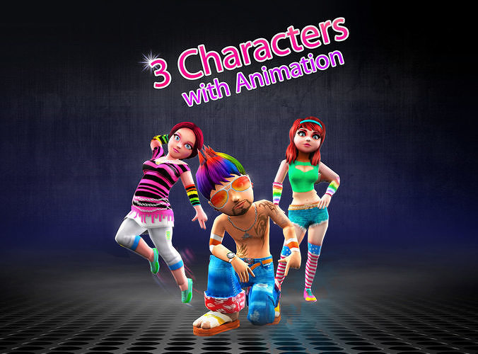 Animation pack CA03 Low-poly 3D model