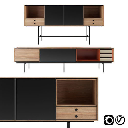Aura Sideboard with adjustable front panel by Treku 3D model