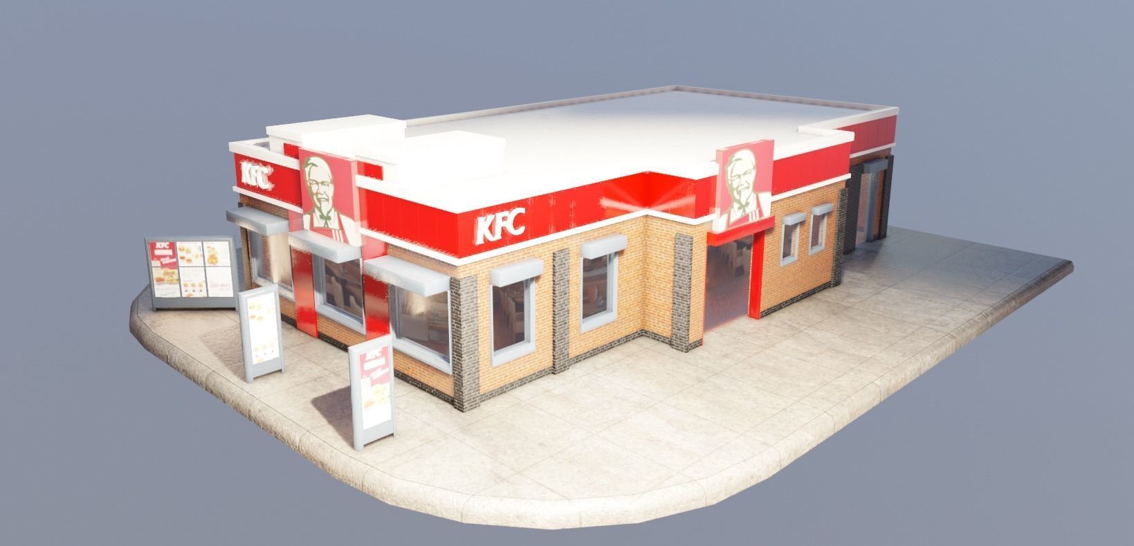 kfc restaurant Low-poly 3D model_6