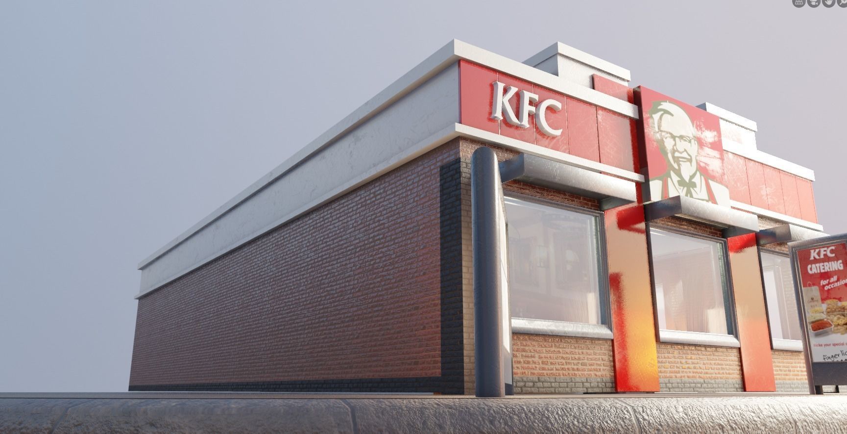 kfc restaurant Low-poly 3D model_9