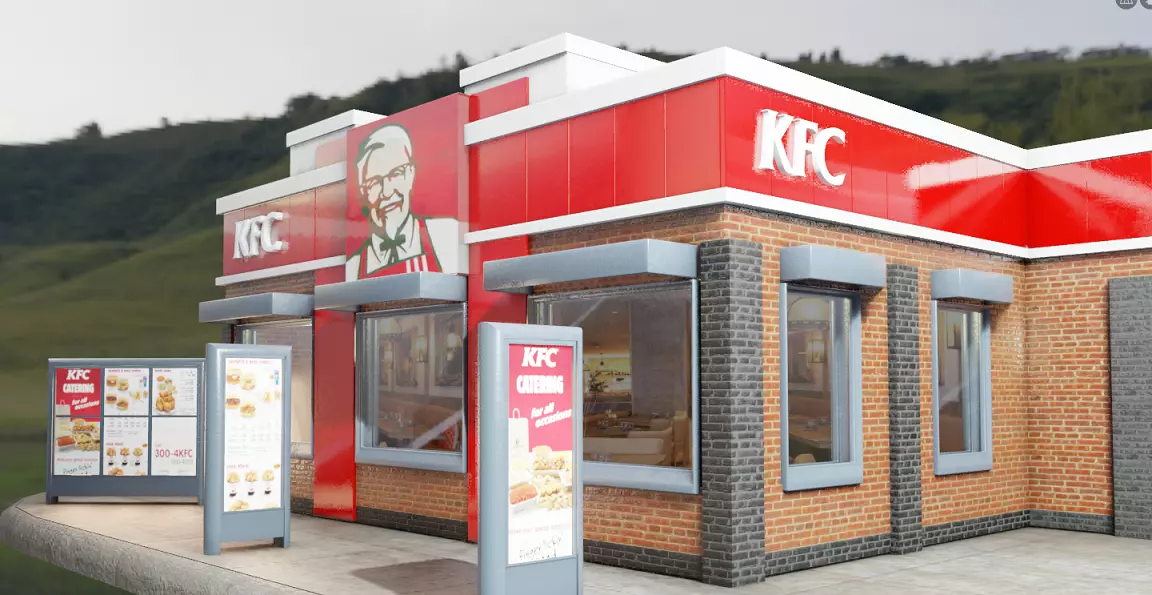 kfc restaurant Low-poly 3D model_0