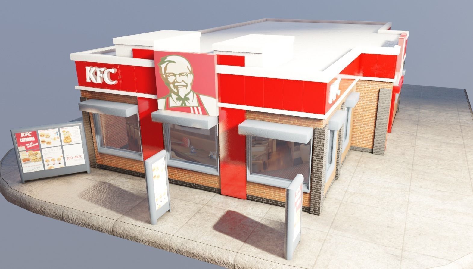 kfc restaurant Low-poly 3D model_1