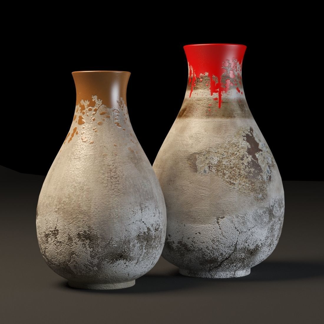 rustic pot set 3D model_3