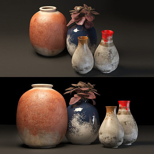 rustic pot set 3D model