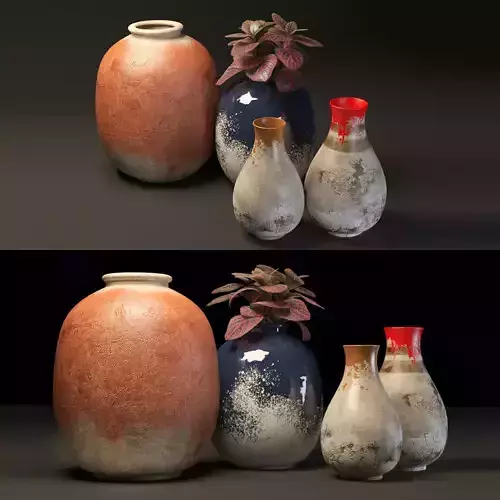 rustic pot set 3D model