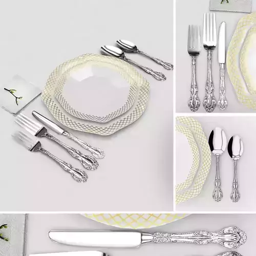classic spoon set 3D model