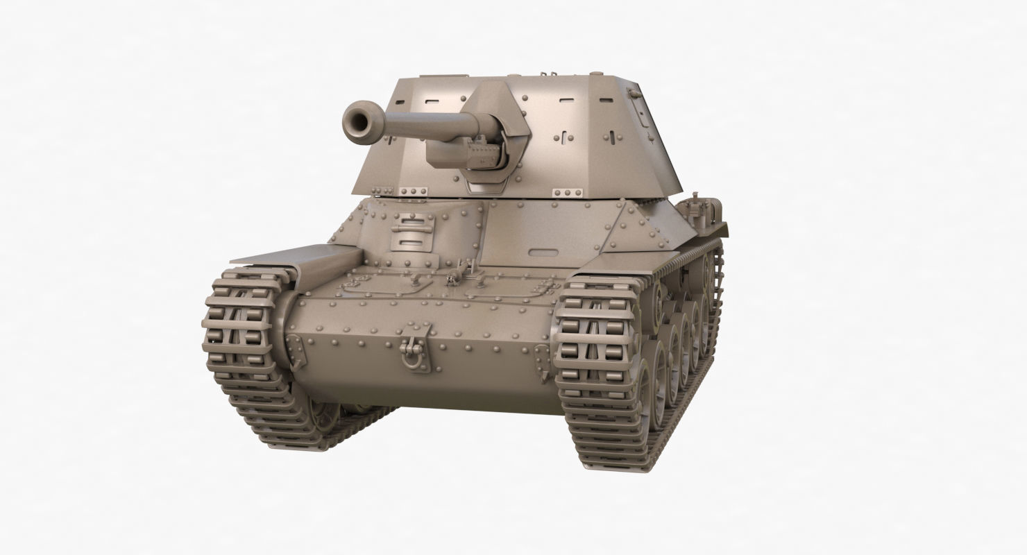 Tank Type 3 Ho Ni III Japan Clay Vray 3D model_31