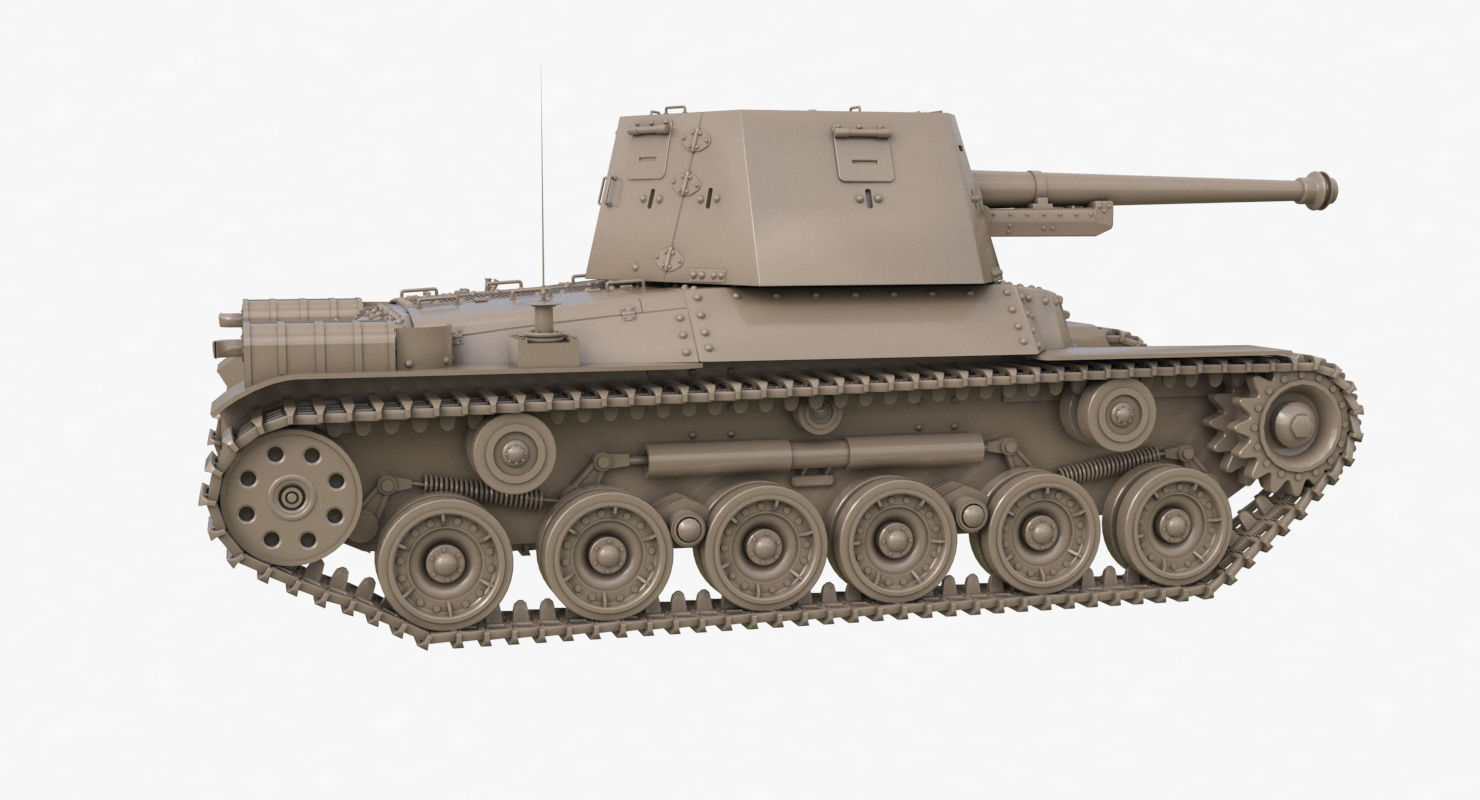 Tank Type 3 Ho Ni III Japan Clay Vray 3D model_43
