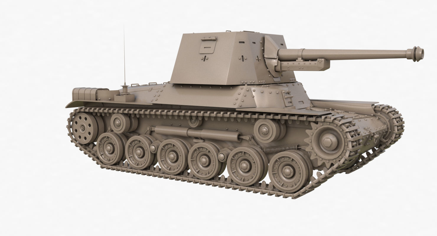Tank Type 3 Ho Ni III Japan Clay Vray 3D model_38