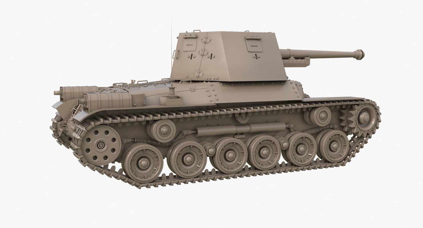 Tank Type 3 Ho Ni III Japan Clay Vray 3D model_44