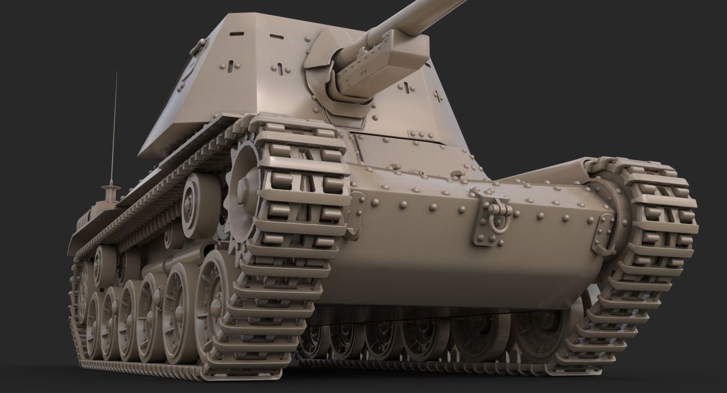 Tank Type 3 Ho Ni III Japan Clay Vray 3D model_19