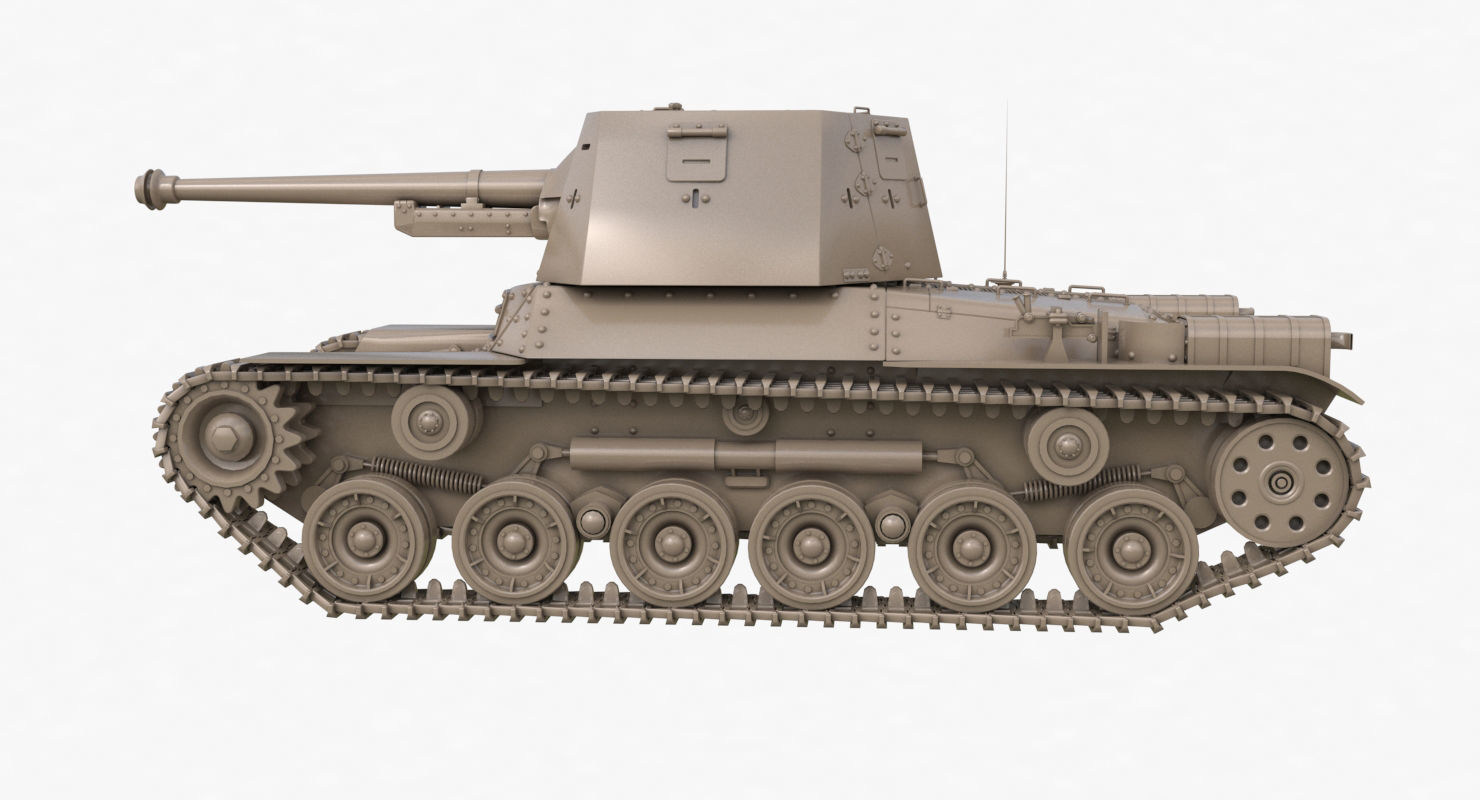 Tank Type 3 Ho Ni III Japan Clay Vray 3D model_59