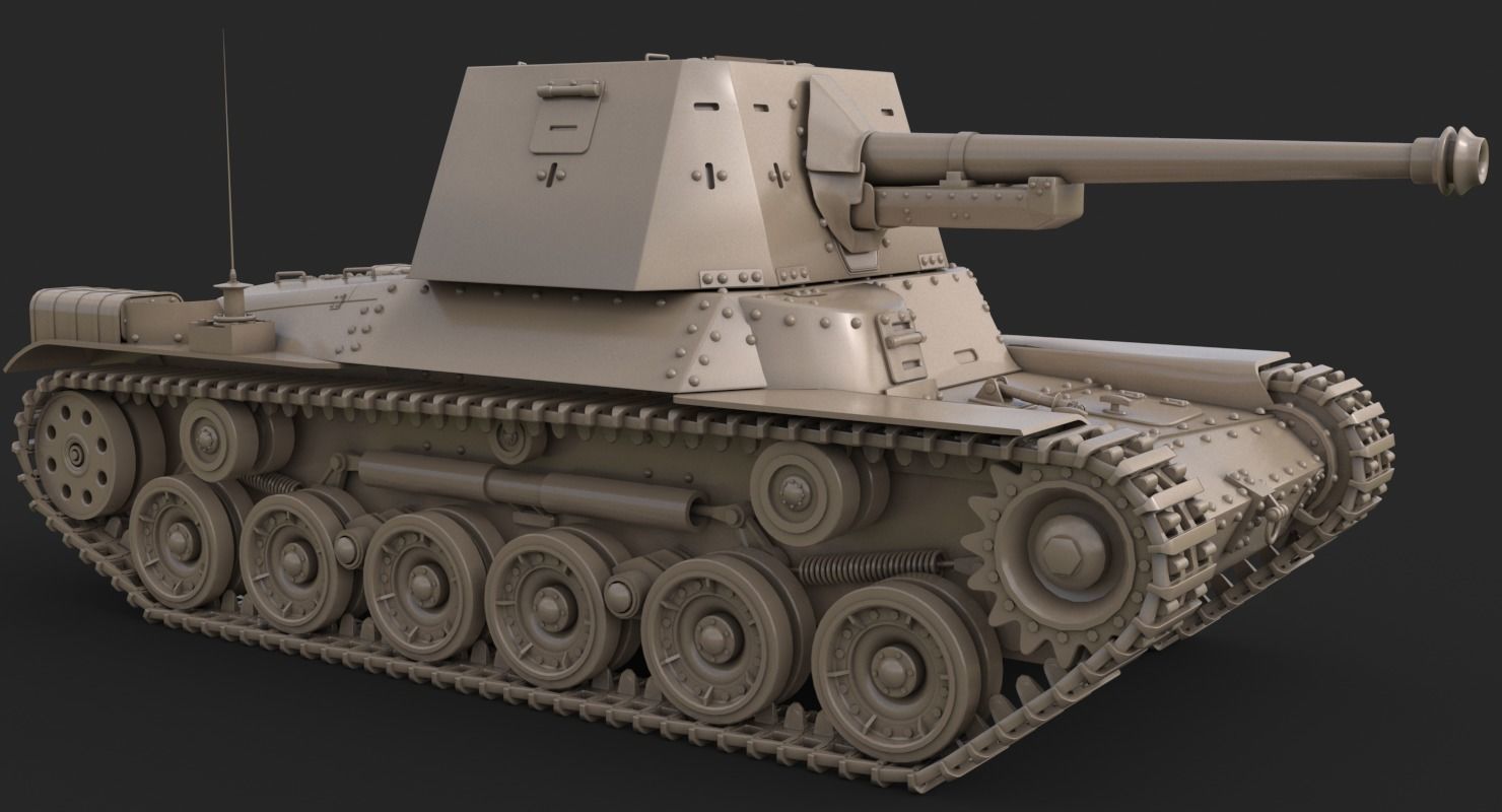 Tank Type 3 Ho Ni III Japan Clay Vray 3D model_13