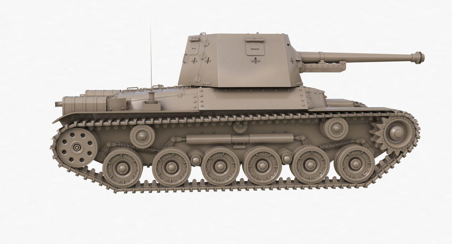 Tank Type 3 Ho Ni III Japan Clay Vray 3D model_42