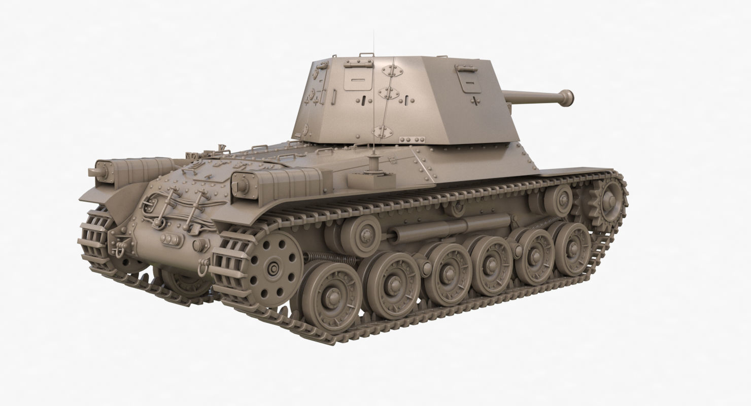Tank Type 3 Ho Ni III Japan Clay Vray 3D model_46