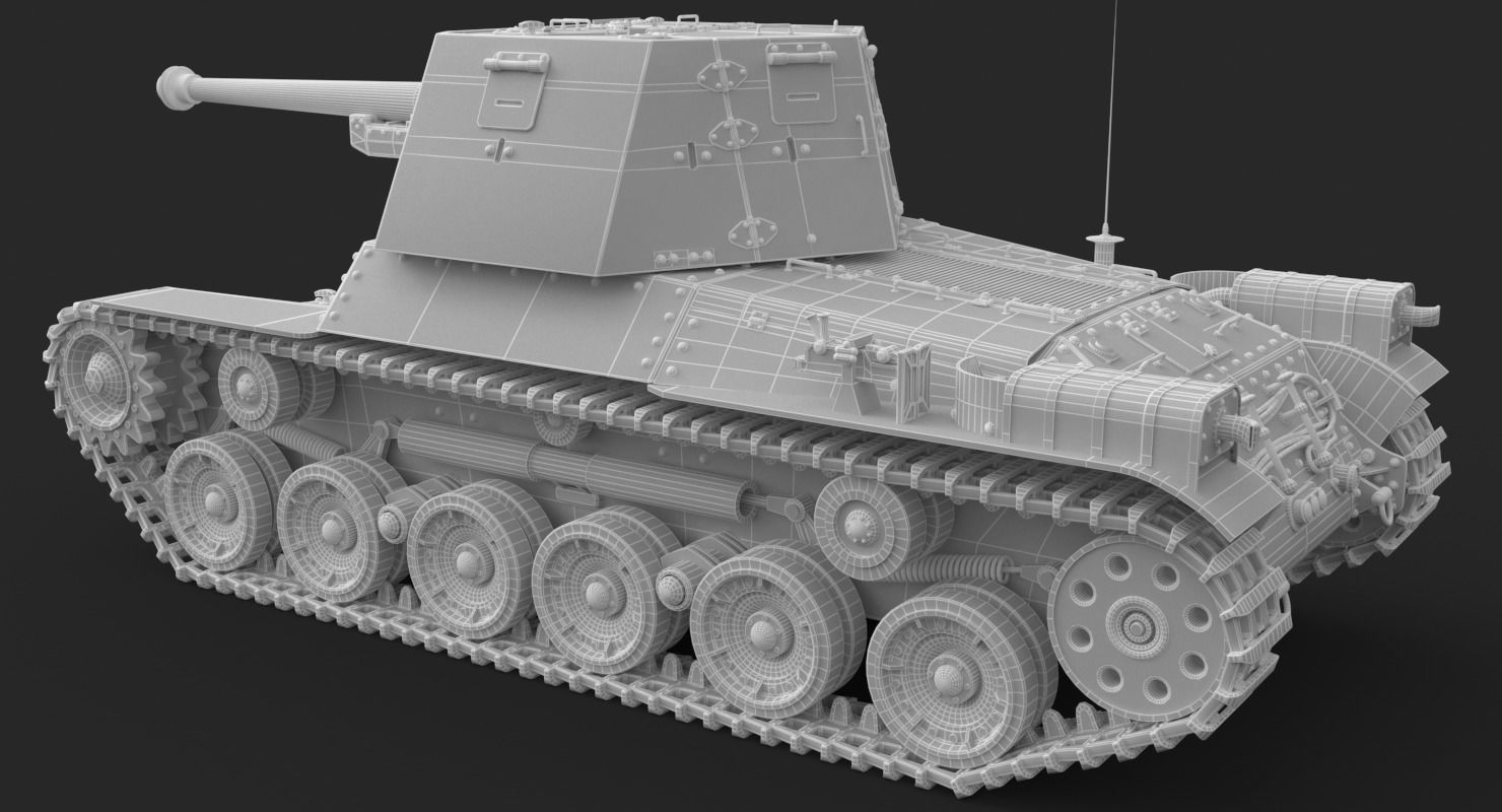 Tank Type 3 Ho Ni III Japan Clay Vray 3D model_21