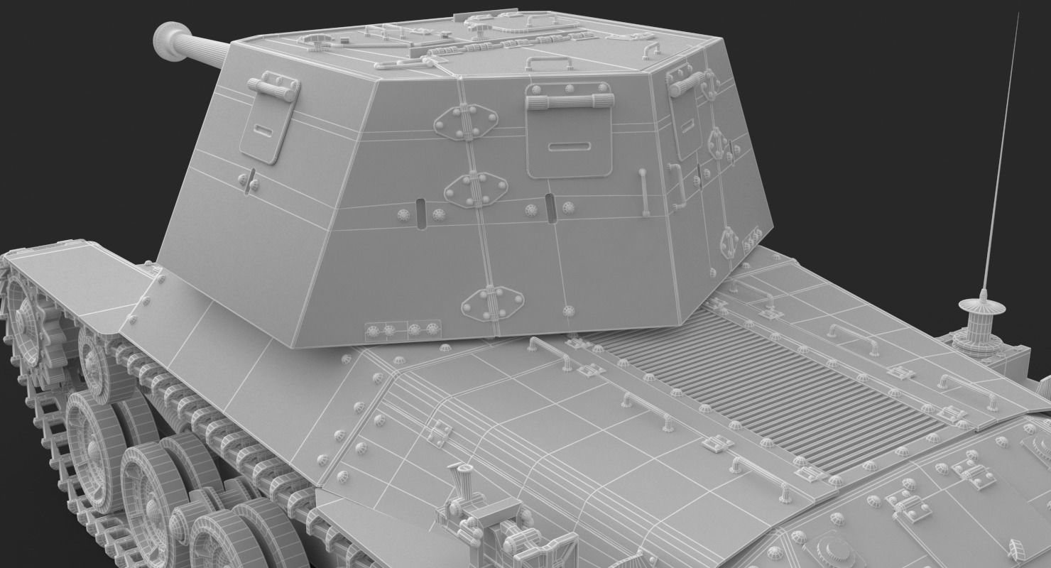 Tank Type 3 Ho Ni III Japan Clay Vray 3D model_25