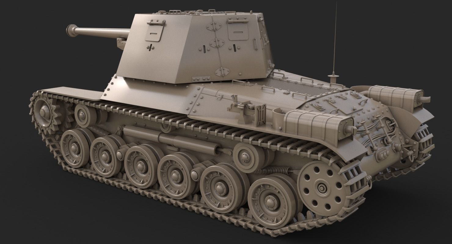 Tank Type 3 Ho Ni III Japan Clay Vray 3D model_6