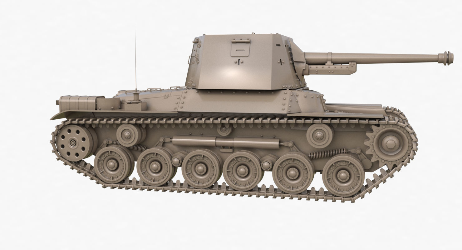 Tank Type 3 Ho Ni III Japan Clay Vray 3D model_40