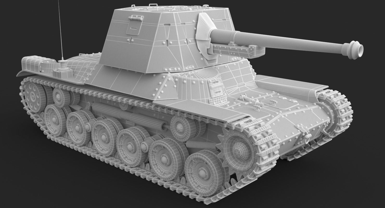 Tank Type 3 Ho Ni III Japan Clay Vray 3D model_23
