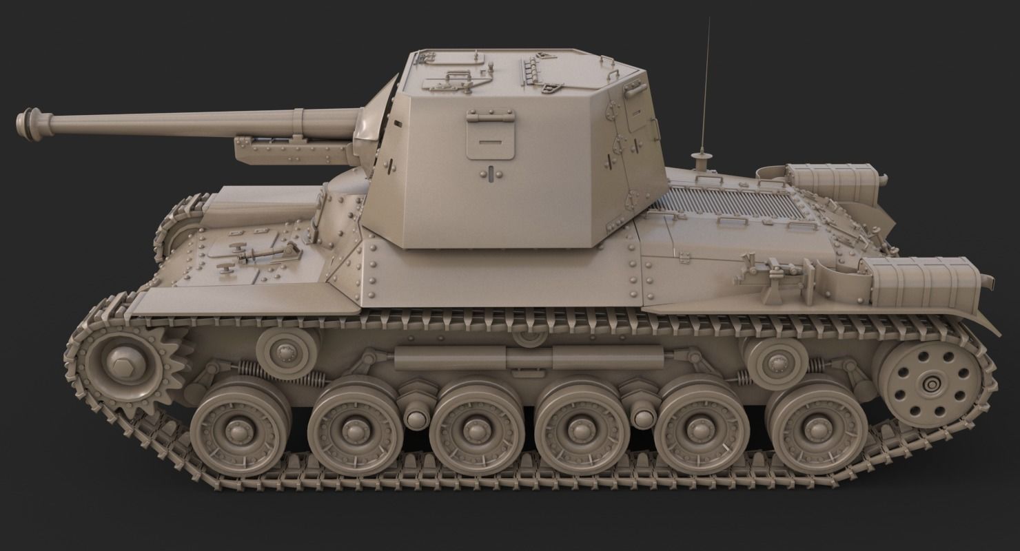 Tank Type 3 Ho Ni III Japan Clay Vray 3D model_7