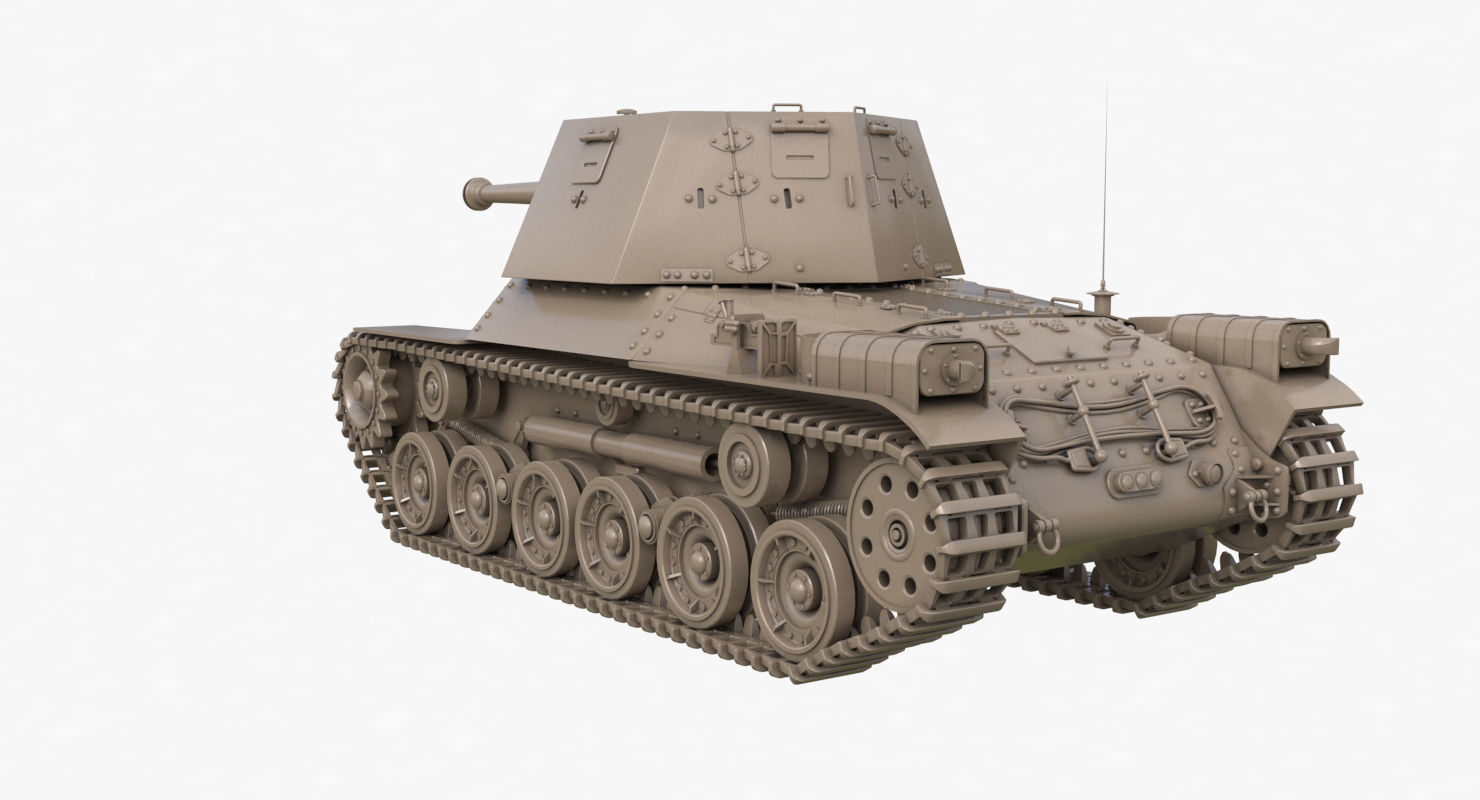 Tank Type 3 Ho Ni III Japan Clay Vray 3D model_54