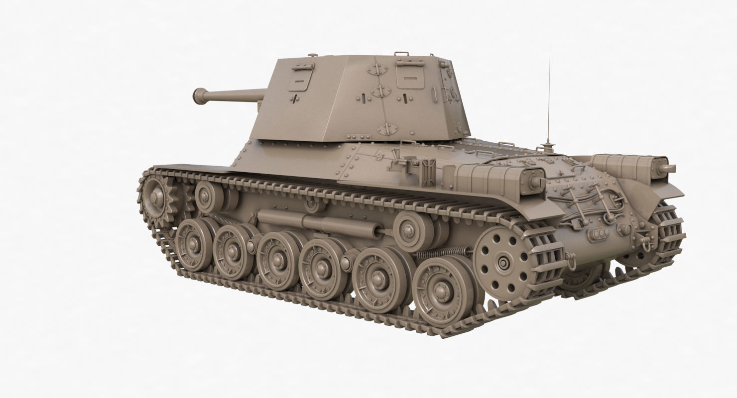 Tank Type 3 Ho Ni III Japan Clay Vray 3D model_55