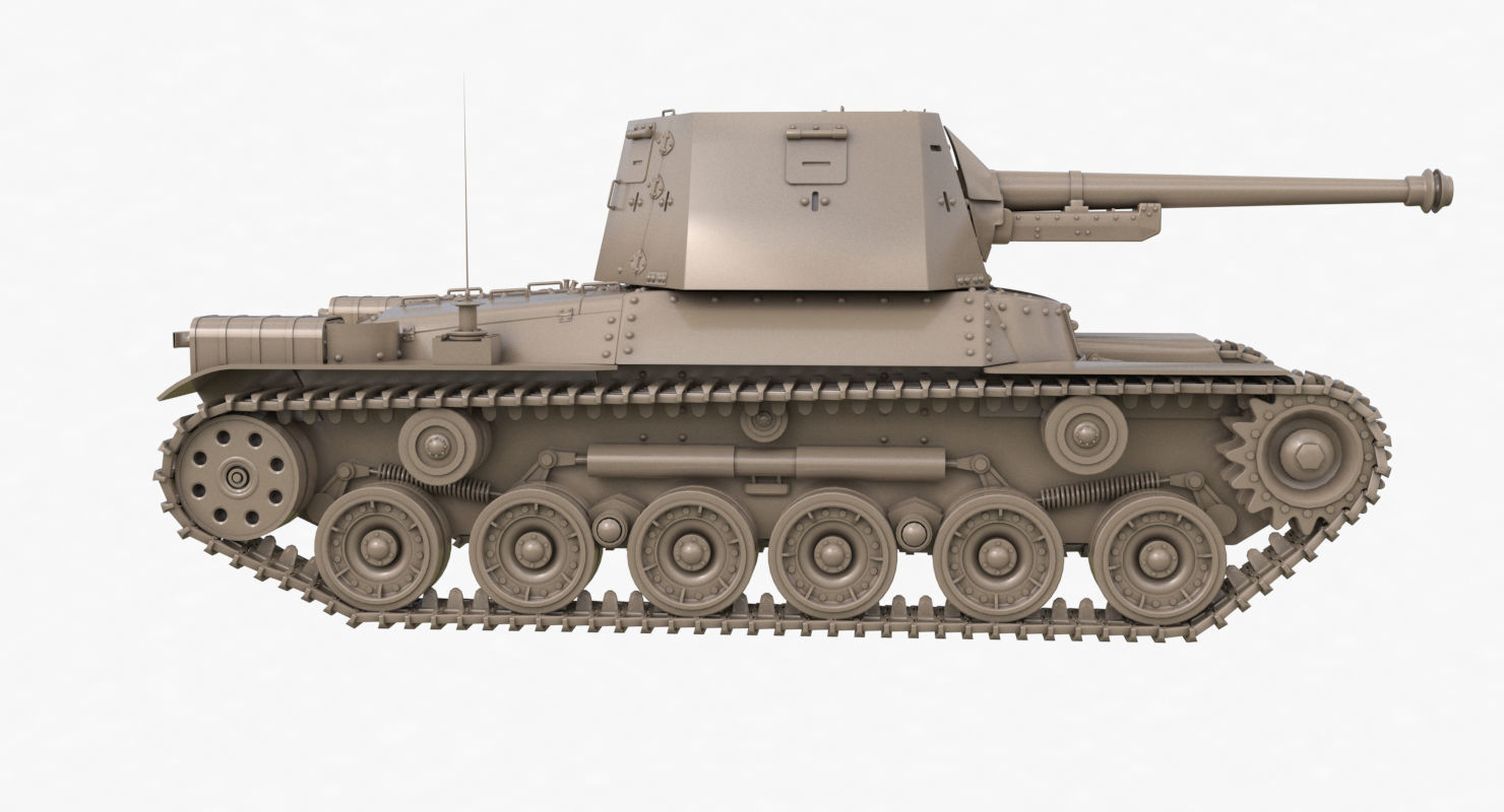 Tank Type 3 Ho Ni III Japan Clay Vray 3D model_41