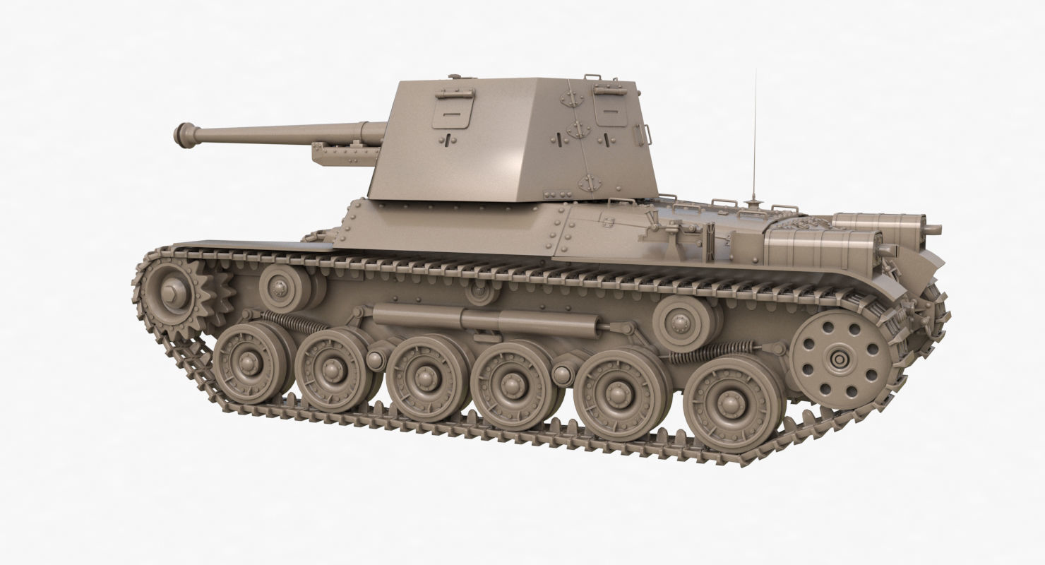 Tank Type 3 Ho Ni III Japan Clay Vray 3D model_57