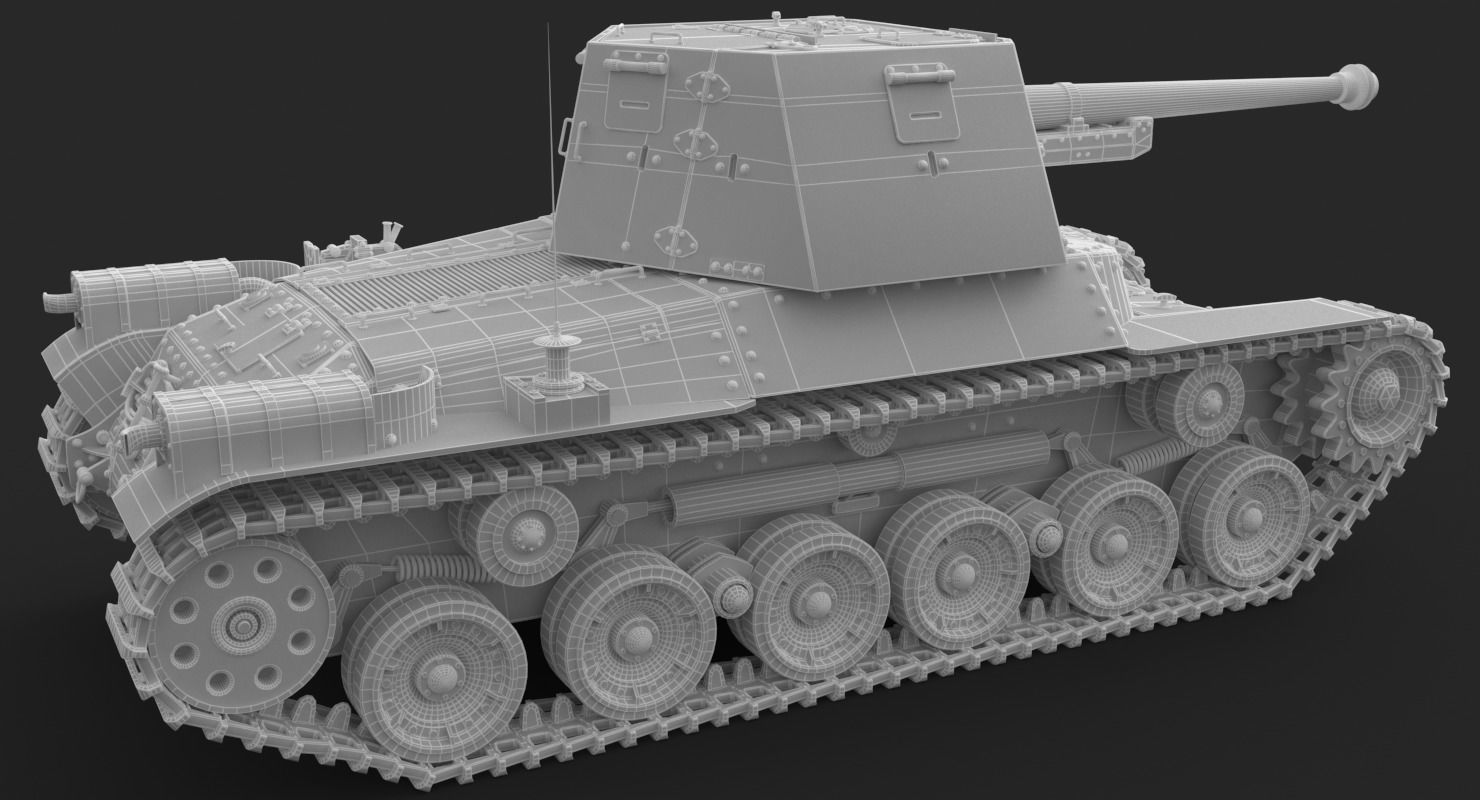 Tank Type 3 Ho Ni III Japan Clay Vray 3D model_22