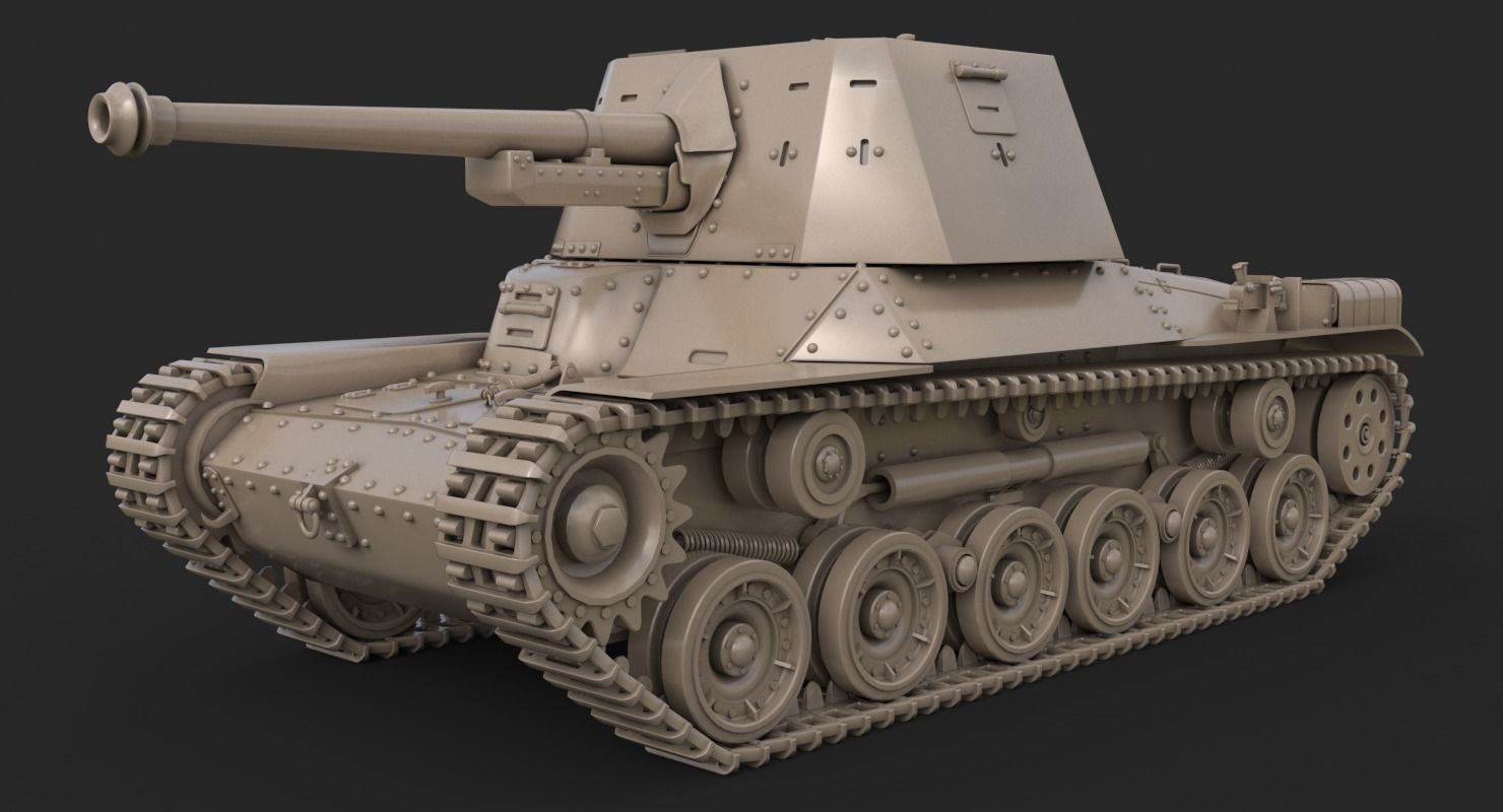 Tank Type 3 Ho Ni III Japan Clay Vray 3D model_5