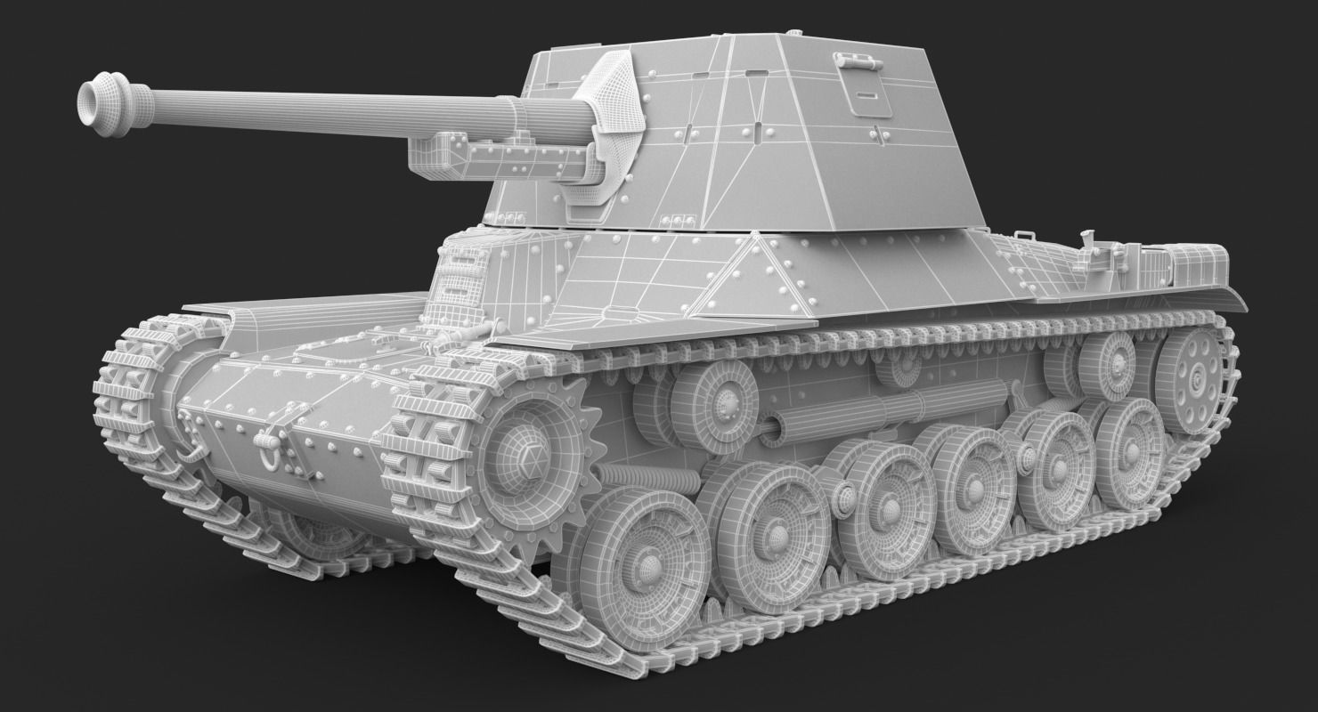 Tank Type 3 Ho Ni III Japan Clay Vray 3D model_20