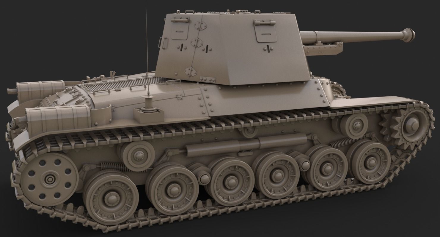 Tank Type 3 Ho Ni III Japan Clay Vray 3D model_12