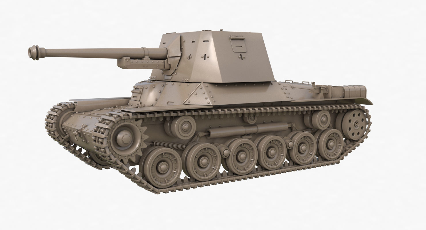 Tank Type 3 Ho Ni III Japan Clay Vray 3D model_28